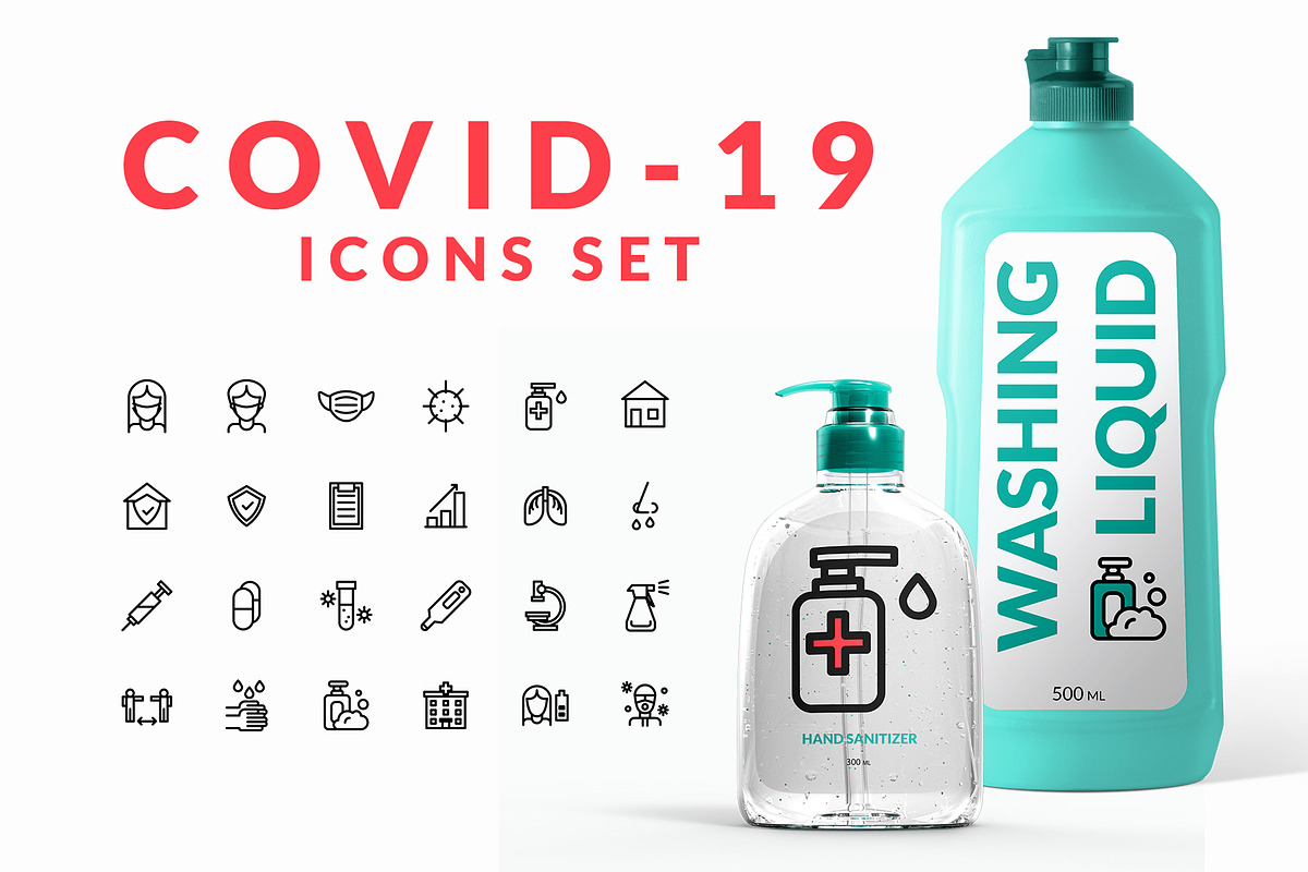 Covid-19 Icons set, an Outline Icon by helgascandinavus (Photo 1 of 3)