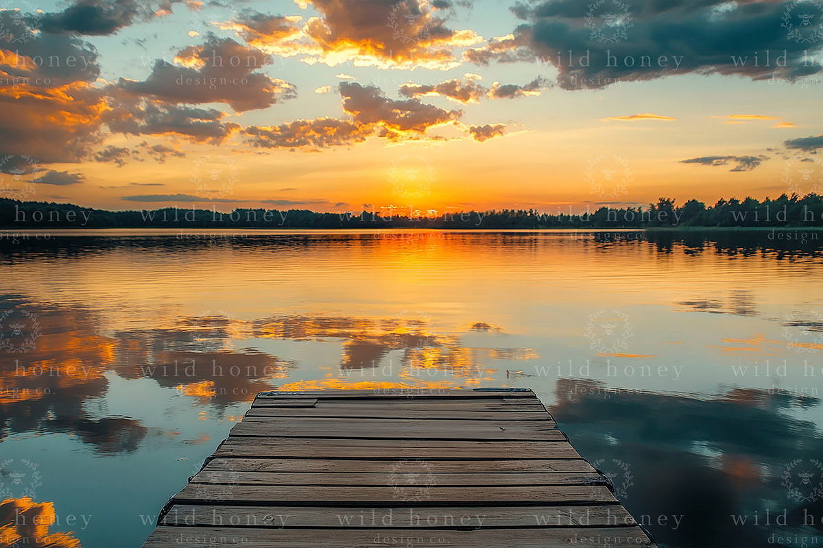 Lake Sunset Digital Backdrop, a Layer Style Add-On by Wild Honey Design Co. (Photo 2 of 2)