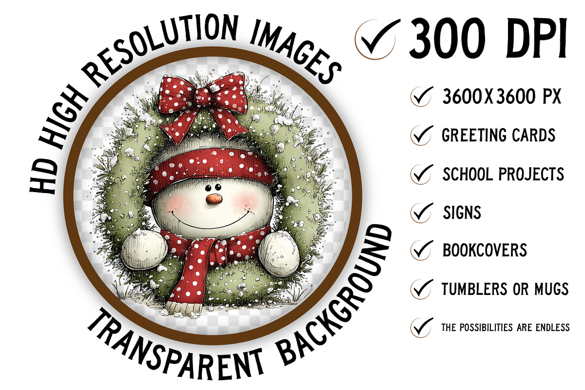 Whimsical Christmas Snowman Clipart, an Illustration by Craft Nest (Photo 2 of 8)