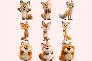 Funny Fox Clipart PNG Bundle, a Graphic by M9 Design (Thumbnail 7 of 9)