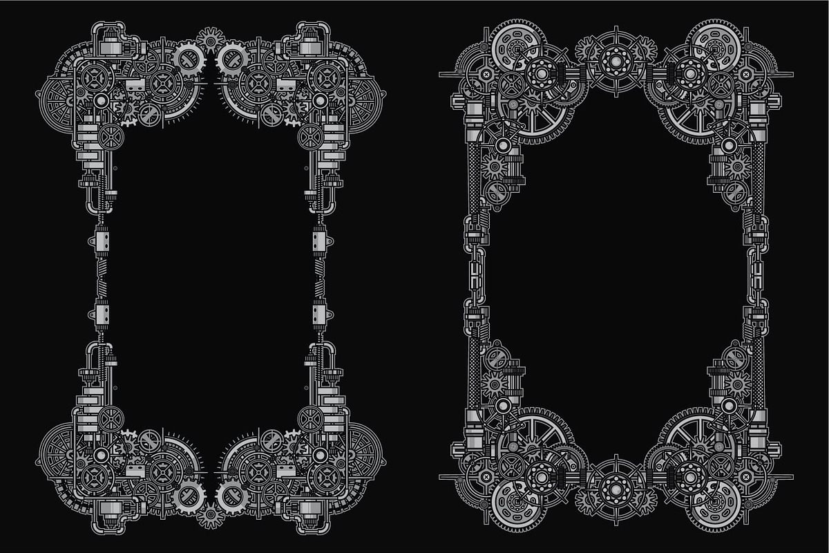 12 Premium Steampunk Poster Borders, a Background Graphic by the-sastra (Photo 3 of 7)