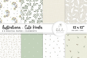 Australiana Cute Koala Digital Paper