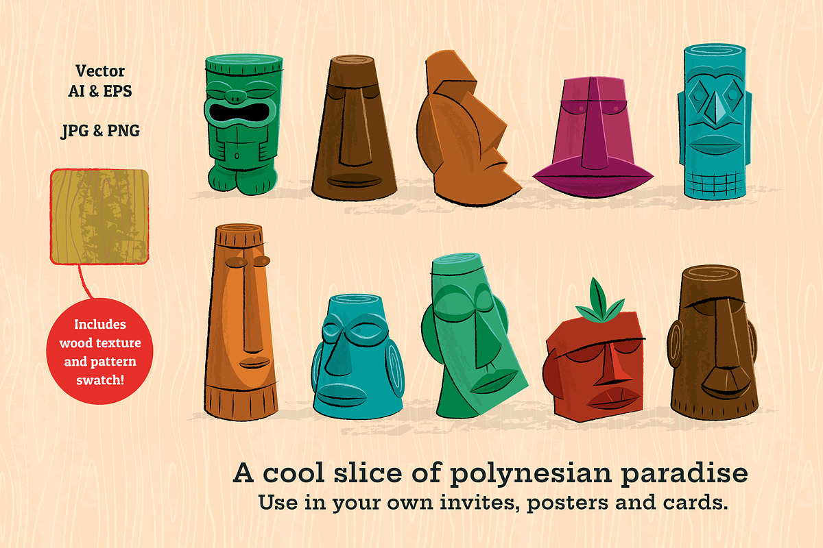 Tiki Idol Vector Illustrations, a Texture Illustration by Wingsart Studio (Photo 2 of 3)