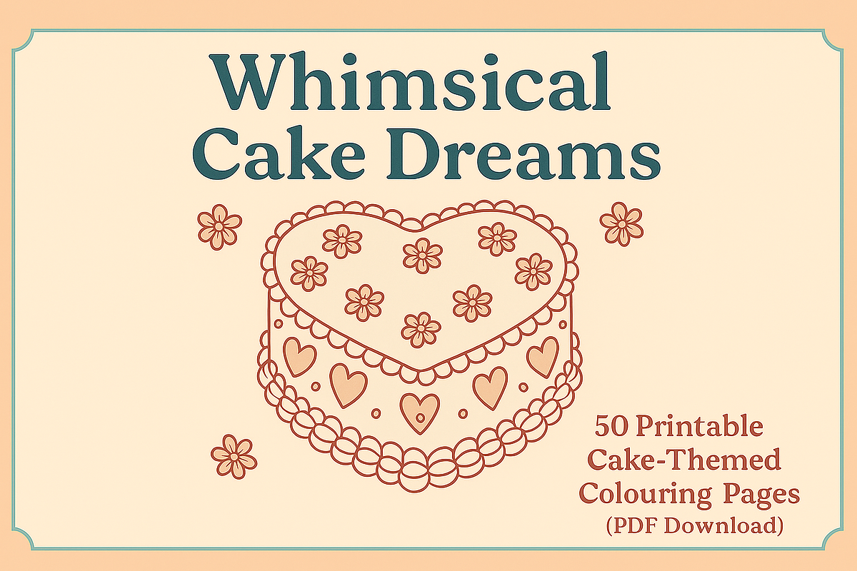 Printable Cake Colouring Pages, a Food Illustration by Saint aury Studio (Photo 1 of 7)