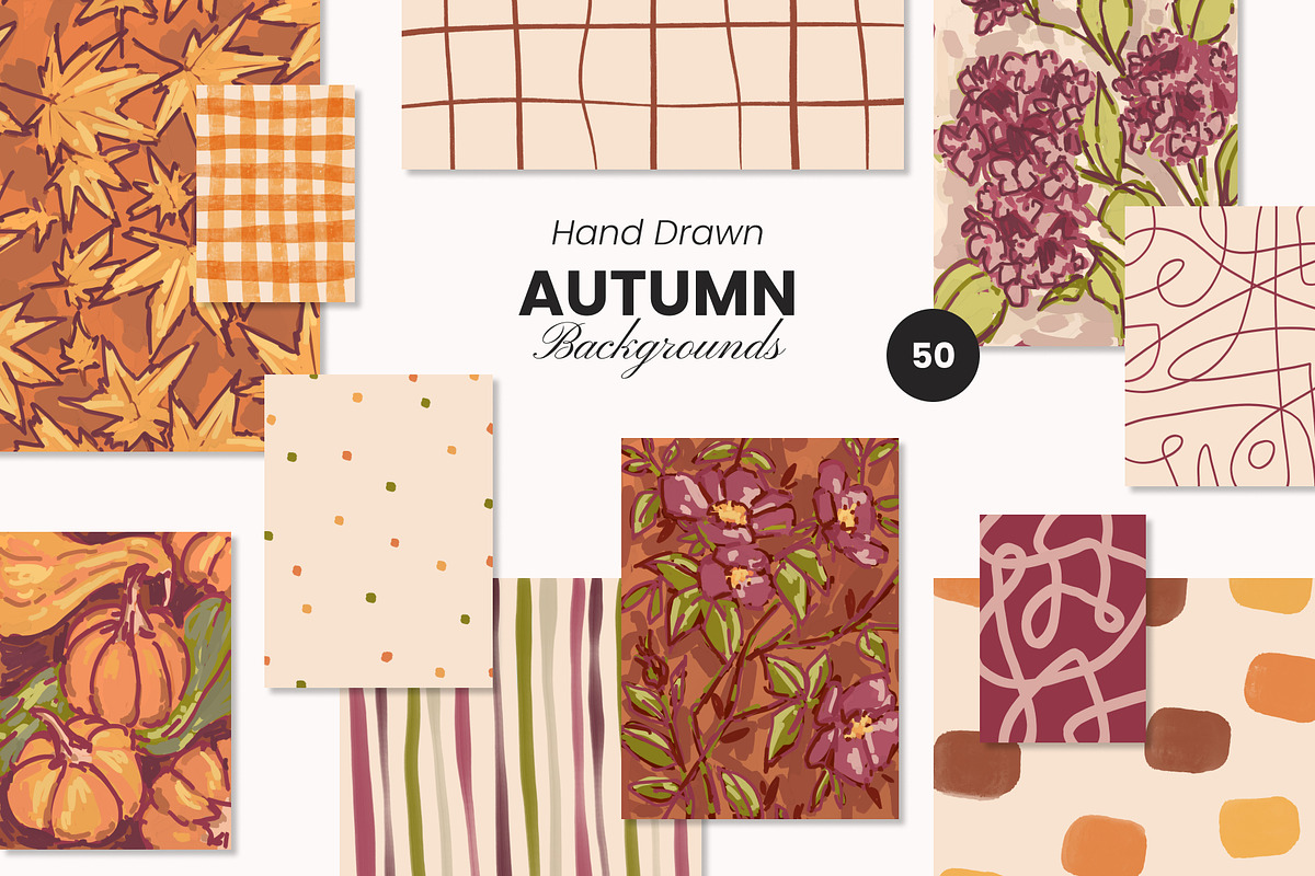 Hand Drawn Autumn Backgrounds, a Background Graphic by Yuliia Lashevska (Photo 1 of 10)