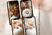White Pumpkin Fall phone wallpaper, a Graphic by Kalindiprints (Thumbnail 1 of 6)