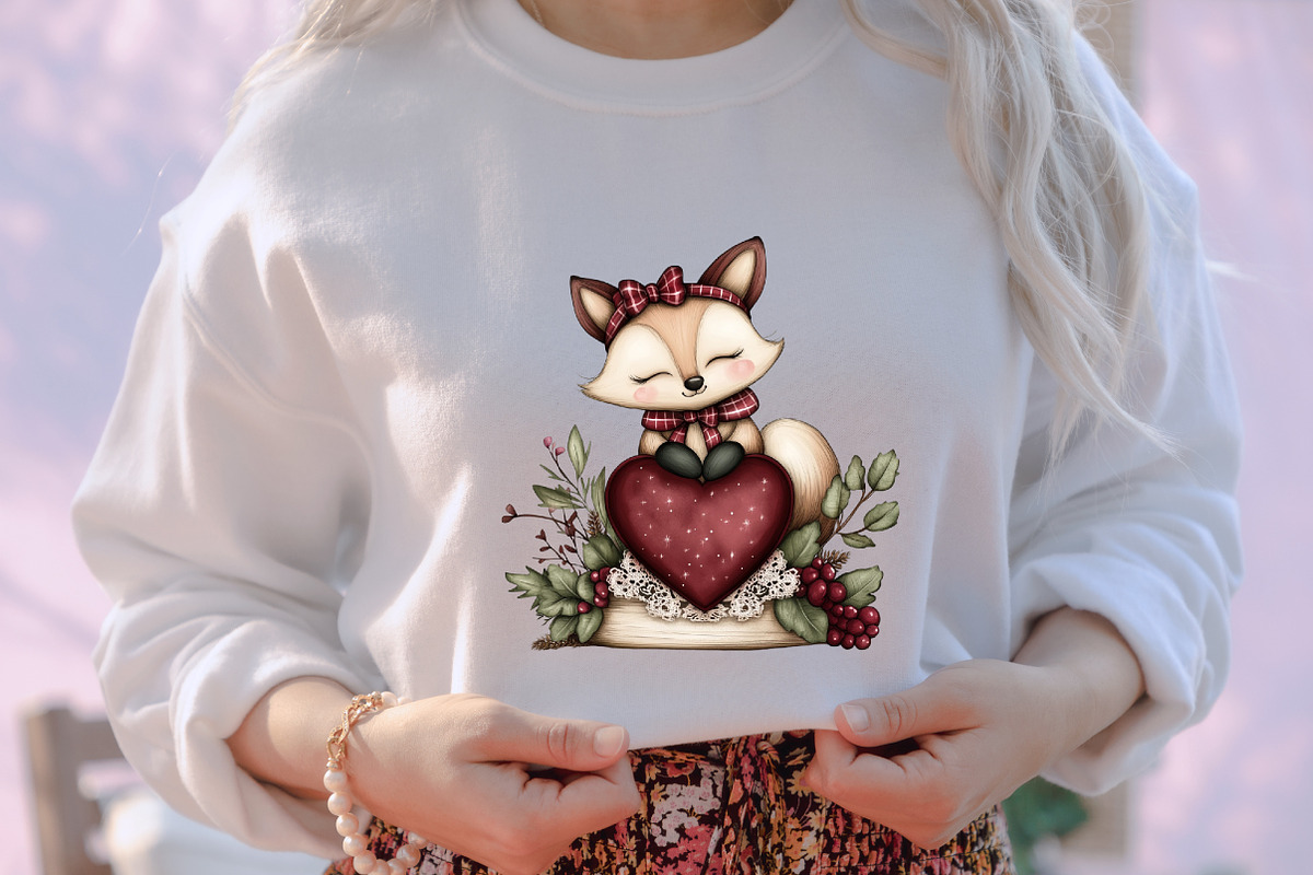 Valentine Woodland Animal Clipart, an Illustration by designcity5 (Photo 4 of 5)