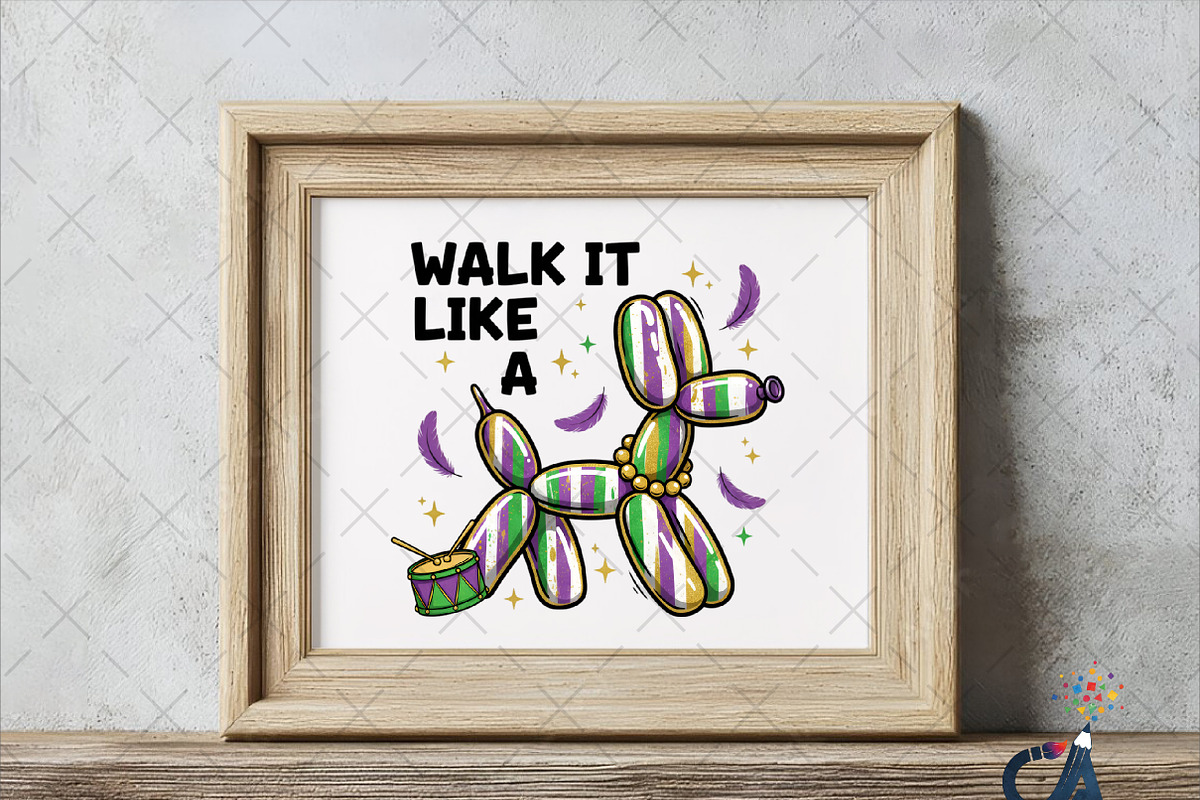Walk it Like a Dog Mardi Gras PNG, an Illustration by Creative Art (Photo 2 of 6)