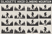 silhouette hiker climbing a mountain, an Illustration by Amazin_art (Thumbnail 1 of 17)