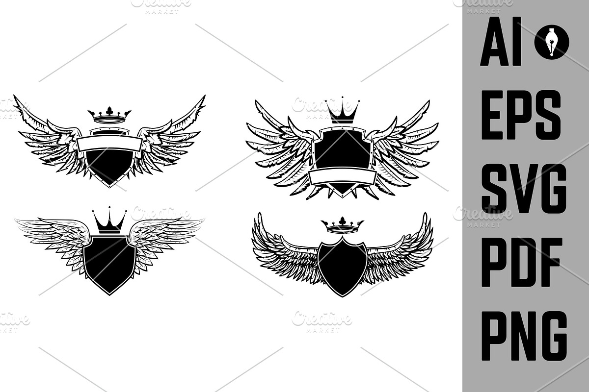 coat of arms with wings. Heraldic, an Icon by Vectorhight