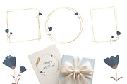 Dusty Blue & Gold Frames Clipart, an Object Graphic by Nadia Semyroz (Thumbnail 3 of 6)
