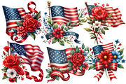 Floral American Flag Clipart, an Illustration by Designworld (Thumbnail 2 of 5)