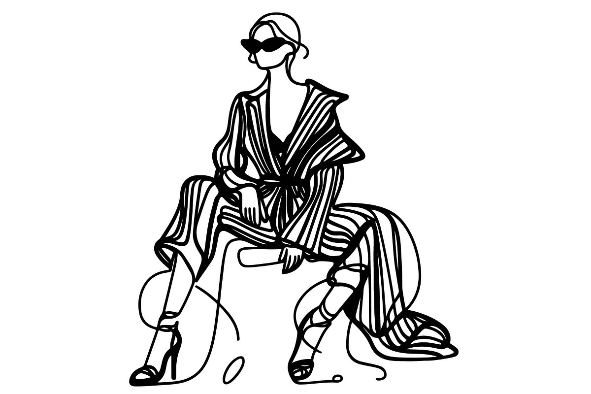 Fshion models sitting sketch, a Person Illustration by Sketching