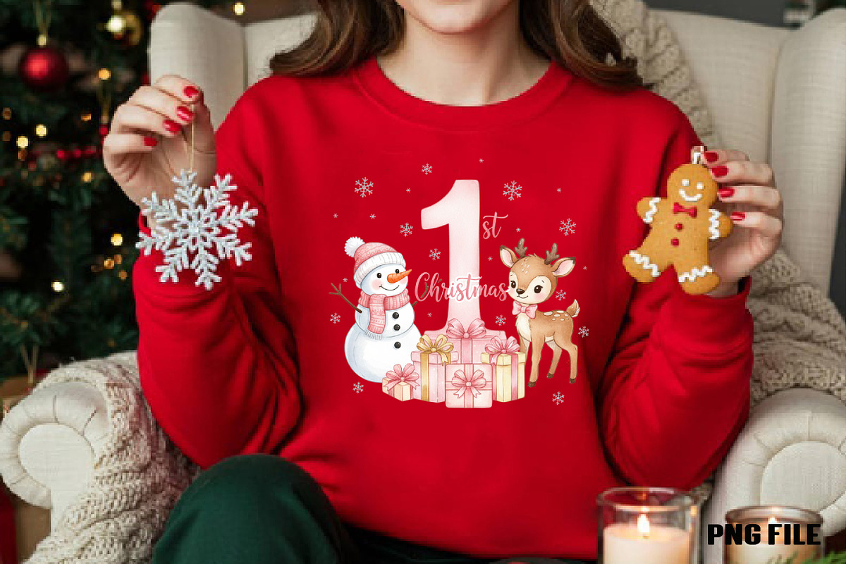 Pink Snowman Baby First Christmas, an Illustration by DreamCafeArt (Photo 2 of 5)