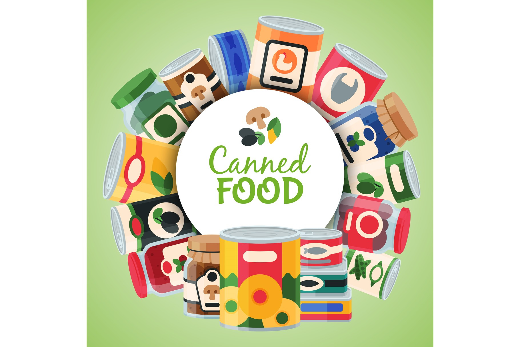 Canned Food Poster Vector by Vectorsbang  Creative Market