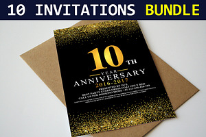 10 Invitation Cards Bundle, a Card Template by graphicforest