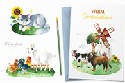 Watercolor Farm Collection., an Animal Illustration by Kate_Rina (Thumbnail 7 of 9)