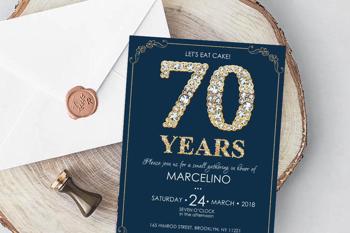 70th Diamond Birthday invite for Men, an Invitation Template by DreamsClipArt (Photo 4 of 4)