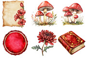 Red Vintage Fall Ephemera Clipart, an Illustration by Watercolor design (Thumbnail 2 of 4)