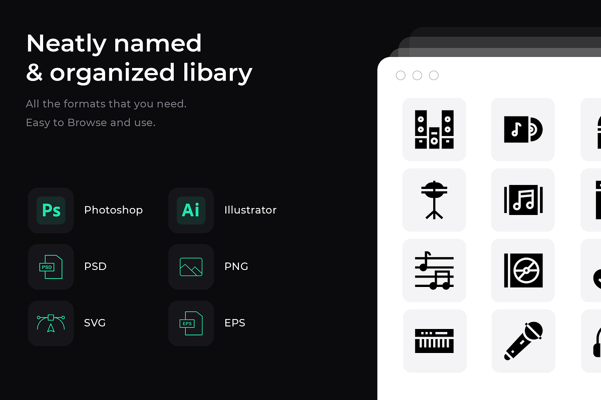 50 Music icons, an Outline Icon by Wencory (Photo 1 of 2)