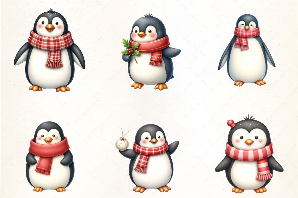 Christmas Penguin with Scarf Clipart, an Illustration by CrexoraLab (Photo 3 of 5)