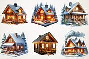 Cozy Winter Cabin Watercolor Art, an Illustration by RobertsArt (Thumbnail 4 of 4)