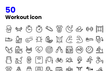 50 workout editable icon