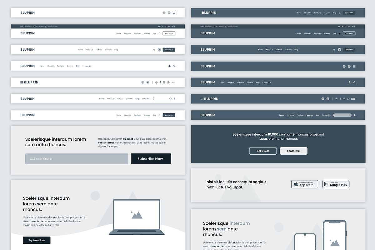 Bluprin – AdobeXD Web Wireframe Kit, a Wireframe Template by UX Dummy (Photo 4 of 5)