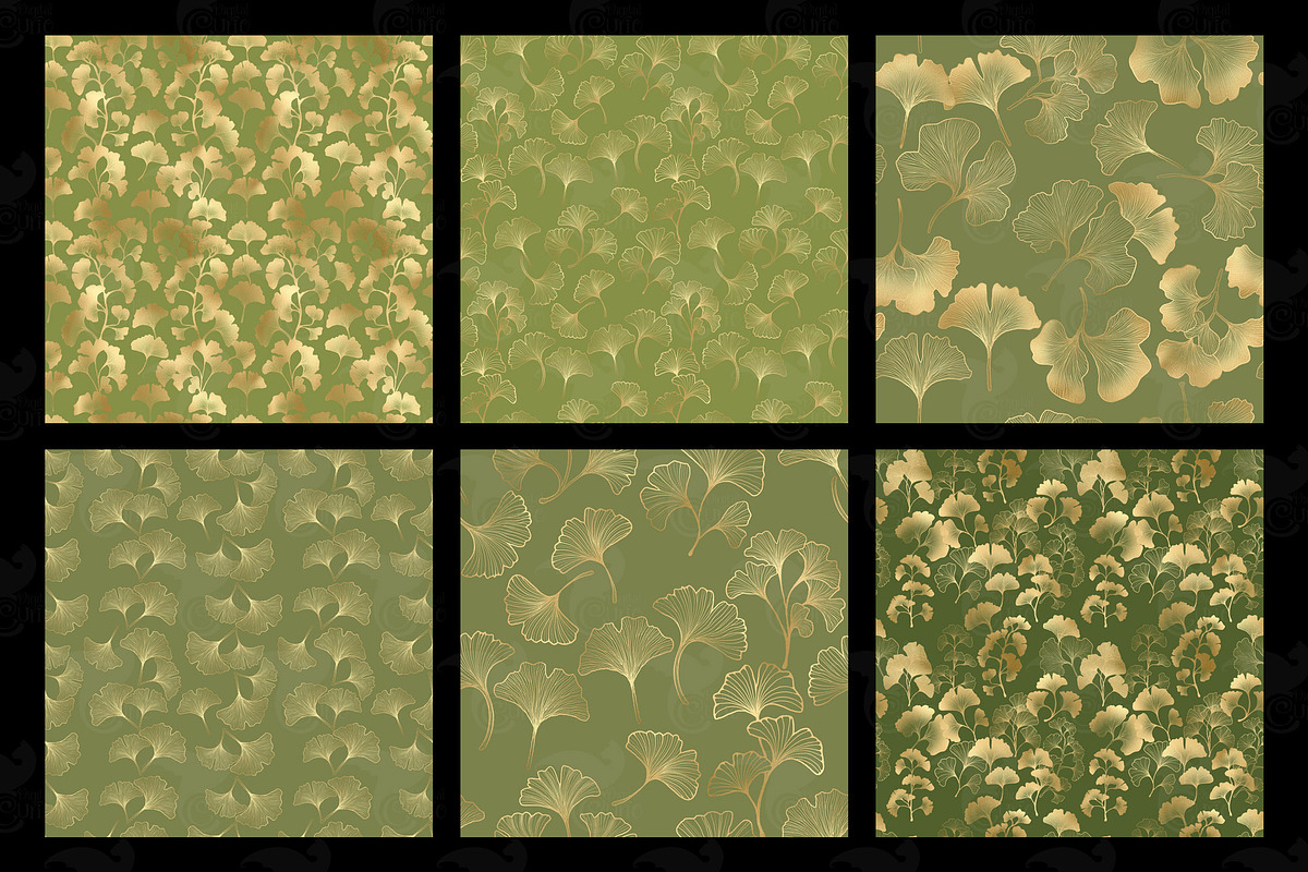 Green and Gold Ginkgo Patterns, a Texture Graphic by Digital Curio (Photo 4 of 5)