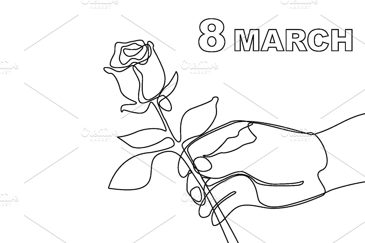 8 March Cards Set. Continuous Line., a Person Illustration by Svetlana Kononova (Photo 6 of 7)