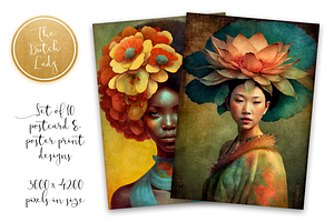 World Women Postcard Art Print Set