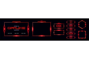 Red Hud Ui Game Frame. Cyber And