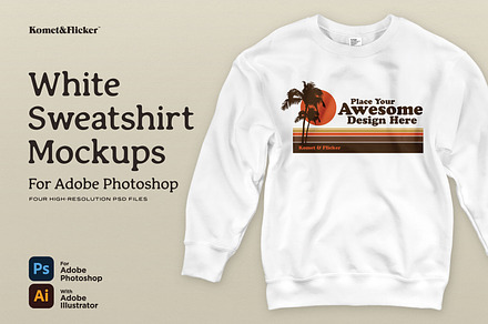 White Sweatshirt Mockups, a Shirt Mockup by Komet & Flicker