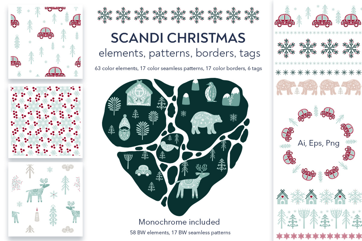 Scandi Christmas. Modern cozy winter, a Pattern Graphic by KomannaArt (Photo 1 of 8)