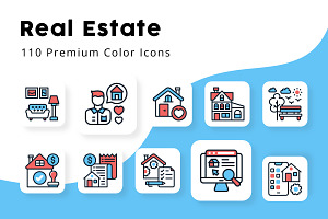 Real Estate Color Icons, a Duotone Icon by vectorstank