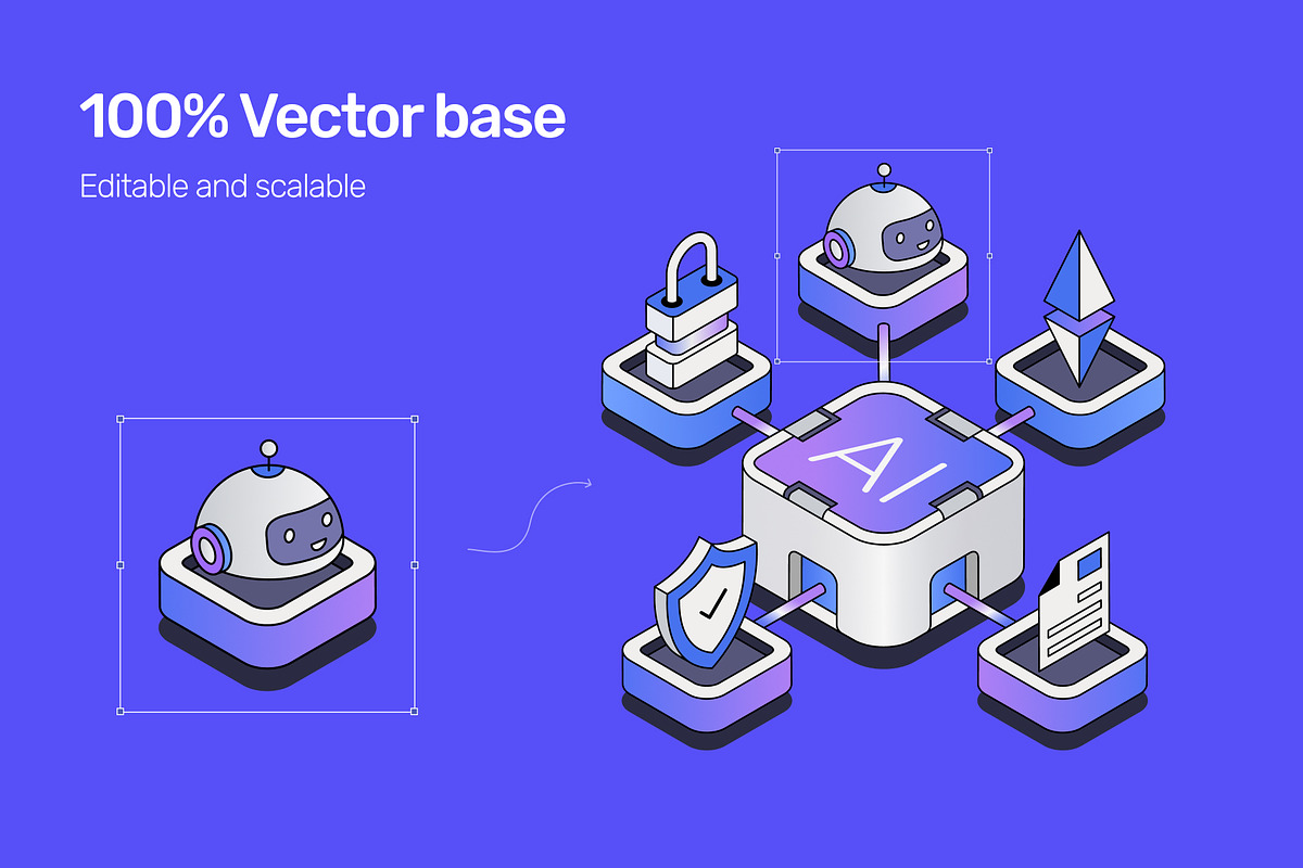 70 AI Isometric illustrations, a Technology Illustration by Vectors Market (Photo 5 of 11)
