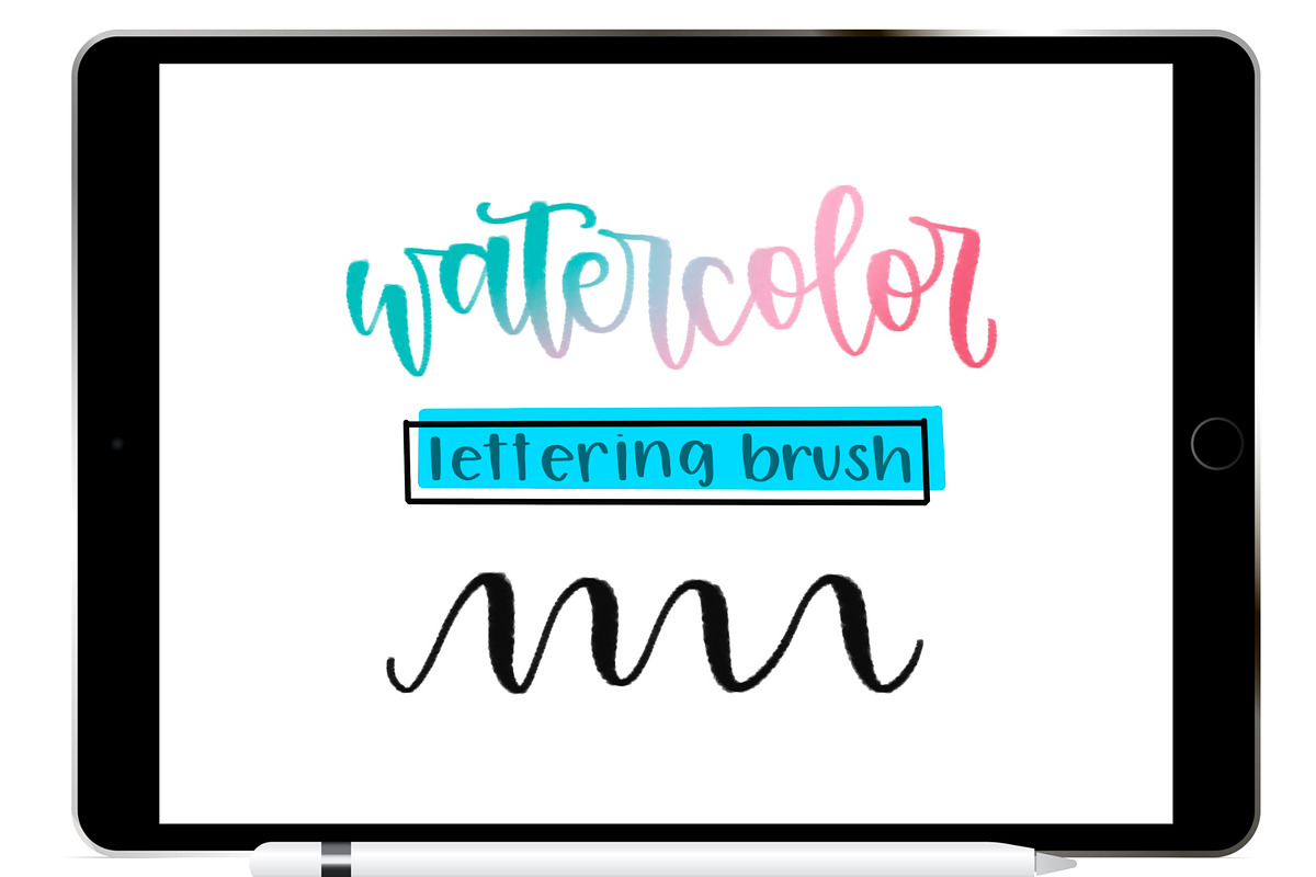 Watercolor Procreate Lettering Brush, a Brush Add-On by Blue Strawberry Studio (Photo 1 of 5)
