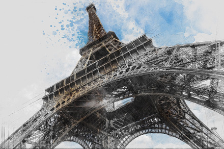 Watercolor Eiffel Tower. Paris