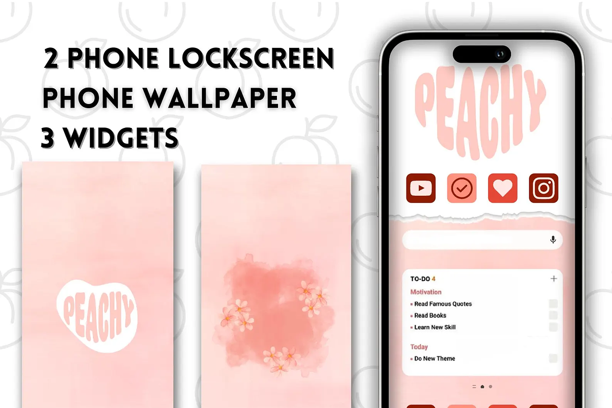 Sweet Peach iPad and iPhone Theme, a Wallpaper Graphic by BeeRubby (Photo 6 of 8)