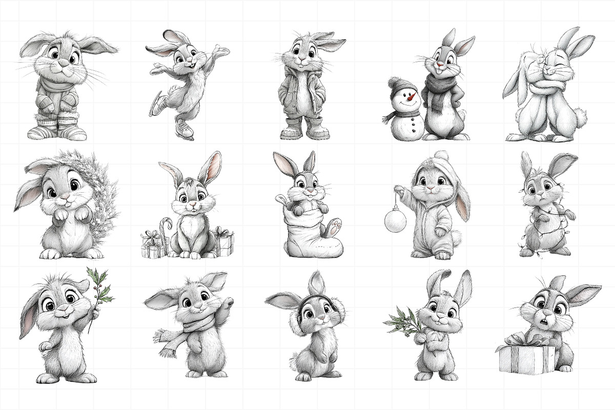 Christmas Bunny Clipart, an Illustration by Daily.Designs (Photo 4 of 5)
