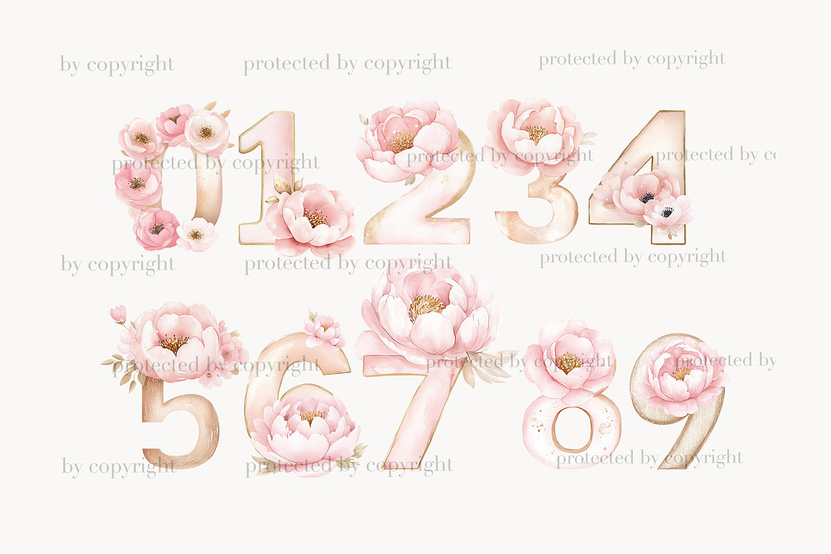 Pink Flowers Alphabet Clipart, a Decorative Illustration by GlamArtZhanna (Photo 5 of 8)