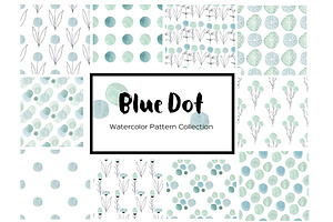 Blue Dot Watercolor Patterns