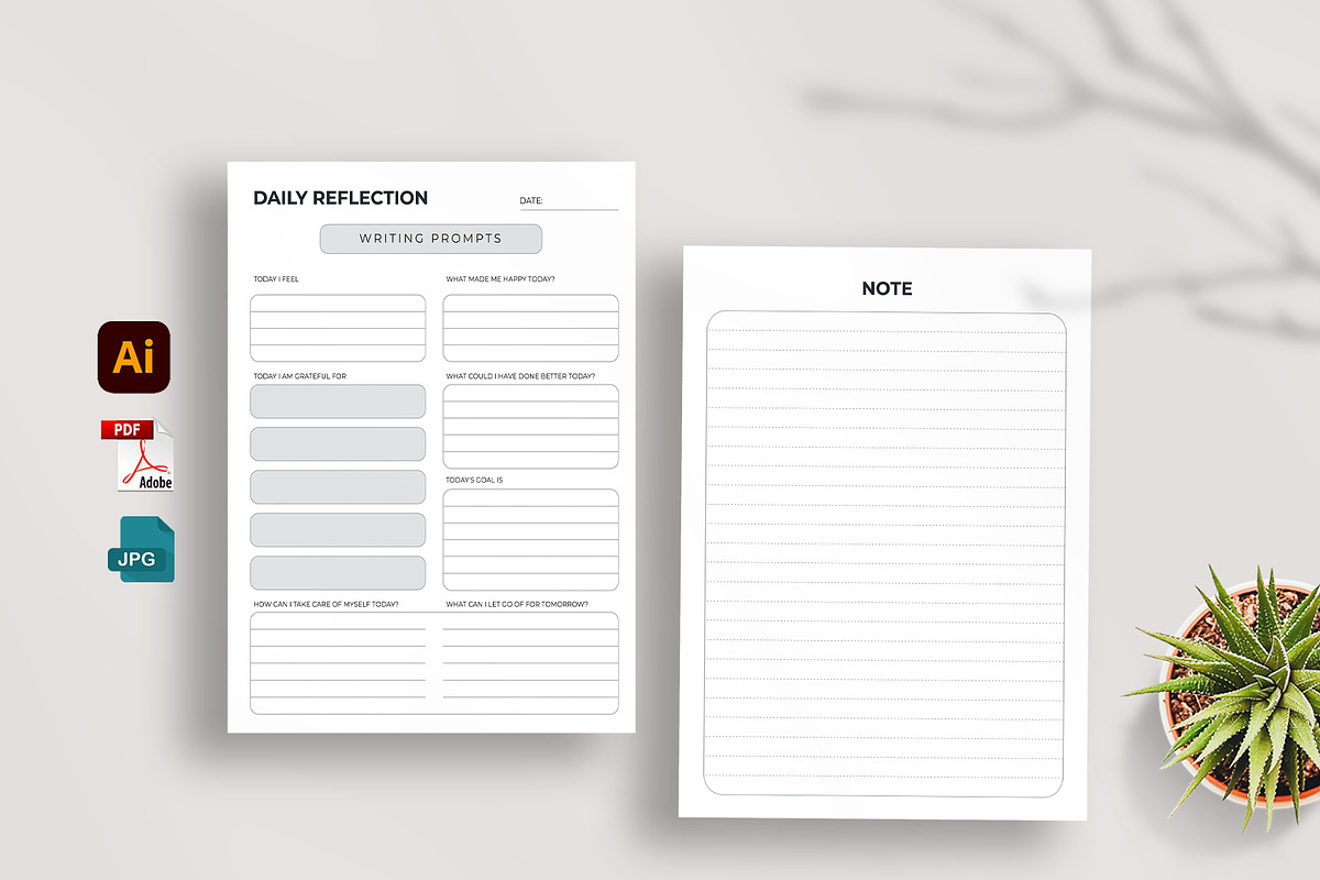 Daily Reflection Journal Planner KDP, a Stationery Template by Mazharul Islam (Photo 1 of 3)