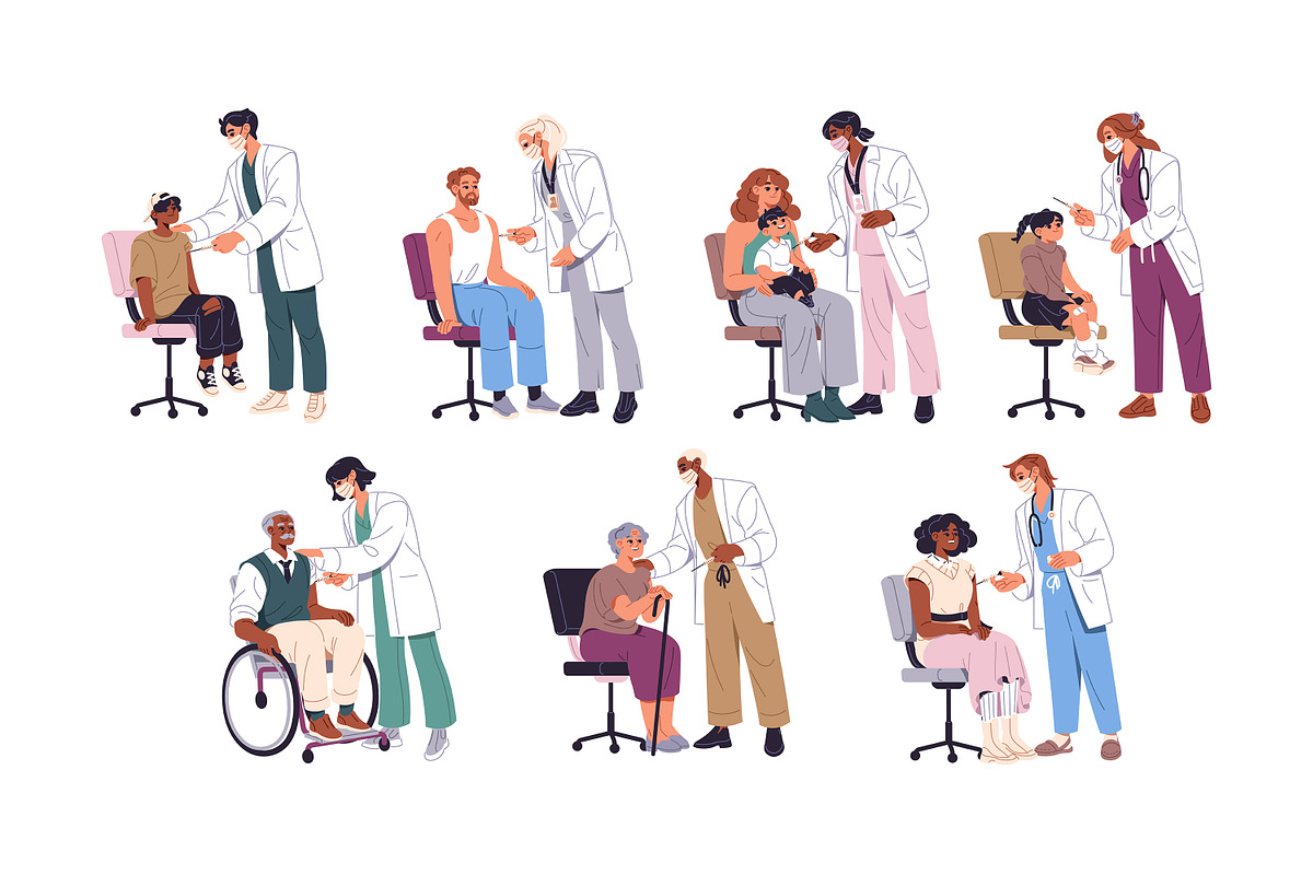 Vaccination of people set, a Healthcare Illustration by PaperTrident (Photo 1 of 8)
