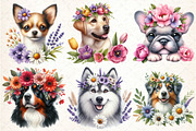 Watercolor Dog Breeds with Flower, an Animal Illustration by DreamCafeArt (Thumbnail 3 of 5)