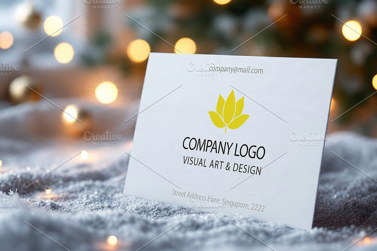 Business card, Christmas Background, an Advertising Mockup by Mockup Stories (Photo 1 of 2)