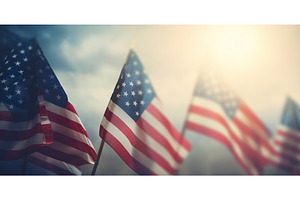 American flags on a background of, a Holiday Photo by ZinetroN