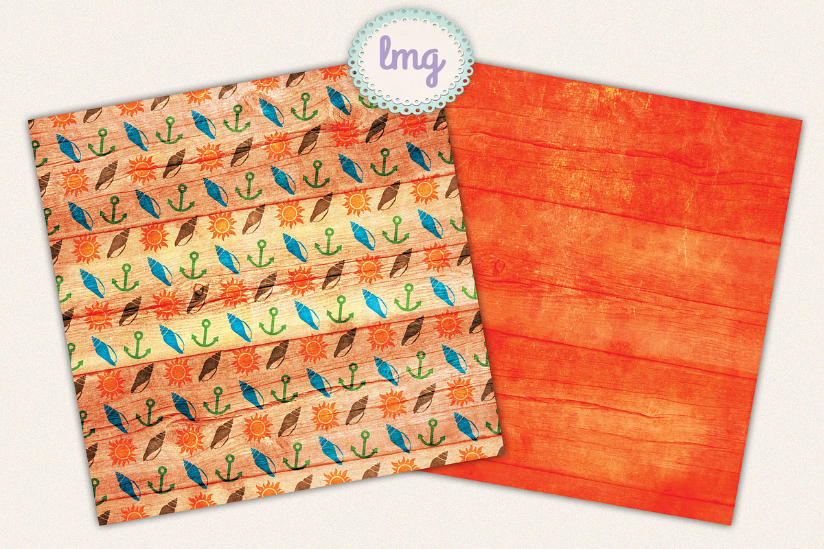 Beach Fun Digital Scrapbook Papers, a Pattern Graphic by Lavender Mint Graphics (Photo 6 of 6)