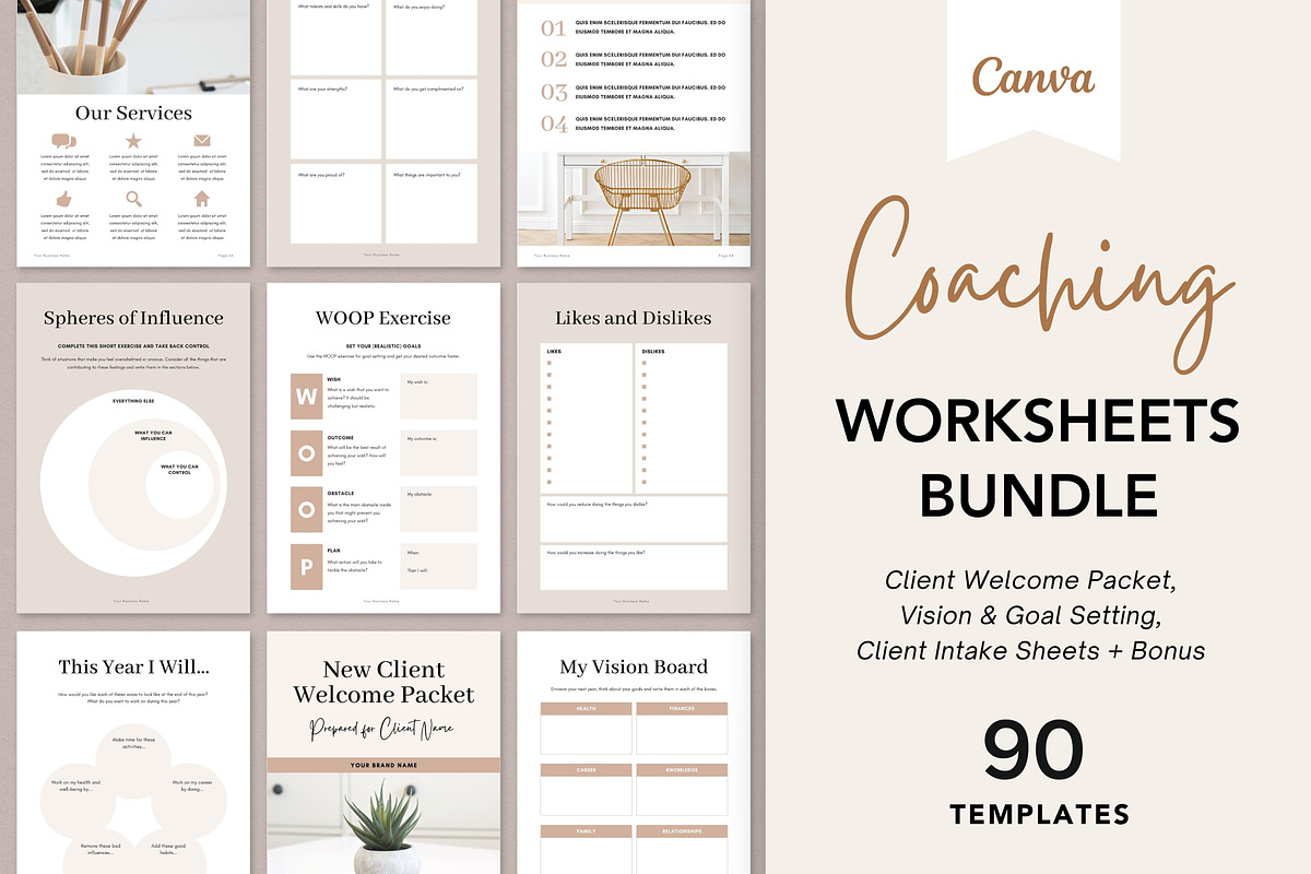 Coaching Worksheet Bundle for Canva, a Brochure Template by DeeBeeDesign (Photo 1 of 10)