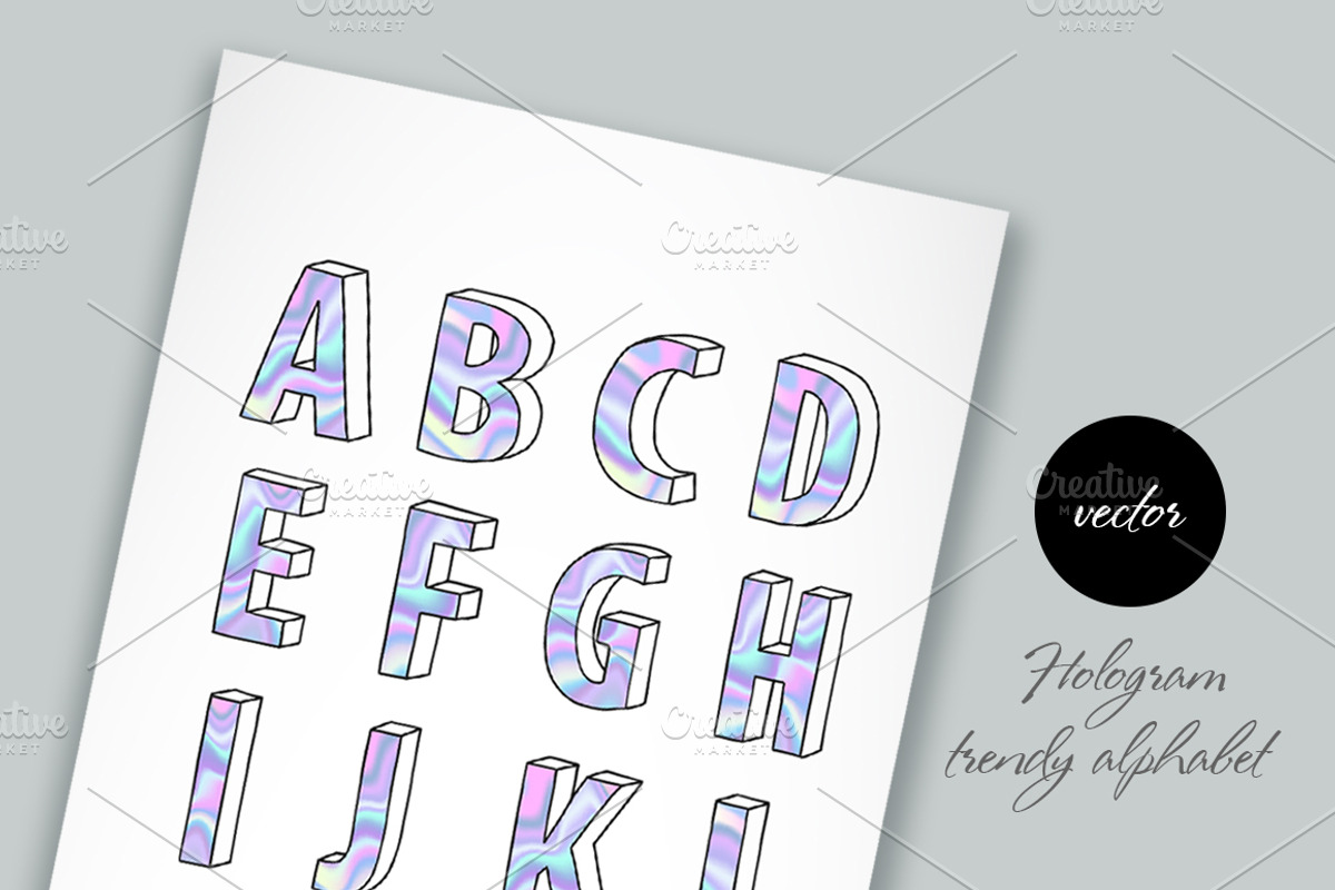 Modern holographic alphabet, a Decorative Illustration by A.Lila (Photo 1 of 5)